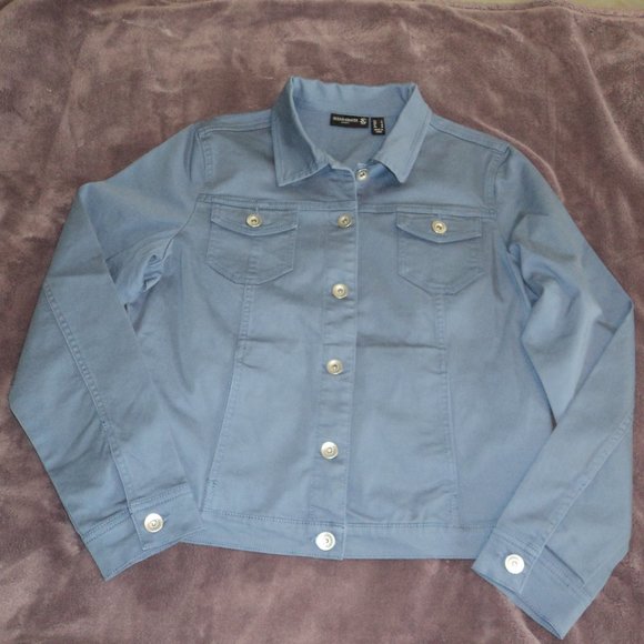 Susan Graver Women's Small Jacket Coat Cotton  Blue Unlined - Picture 1 of 8